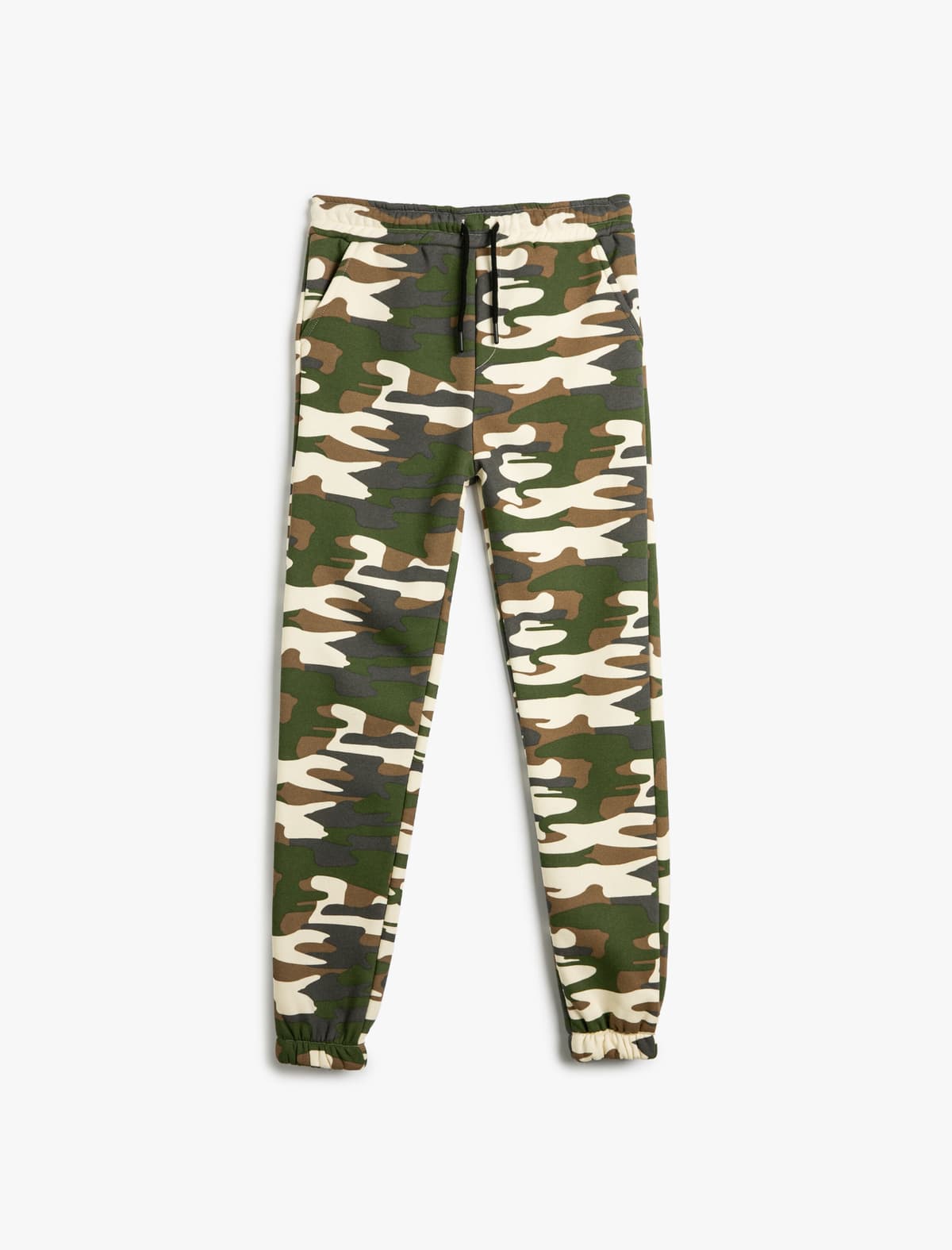 Qalstuklu Bel Cibli Kamuflyaj Naxışlı Jogger Sweatpants