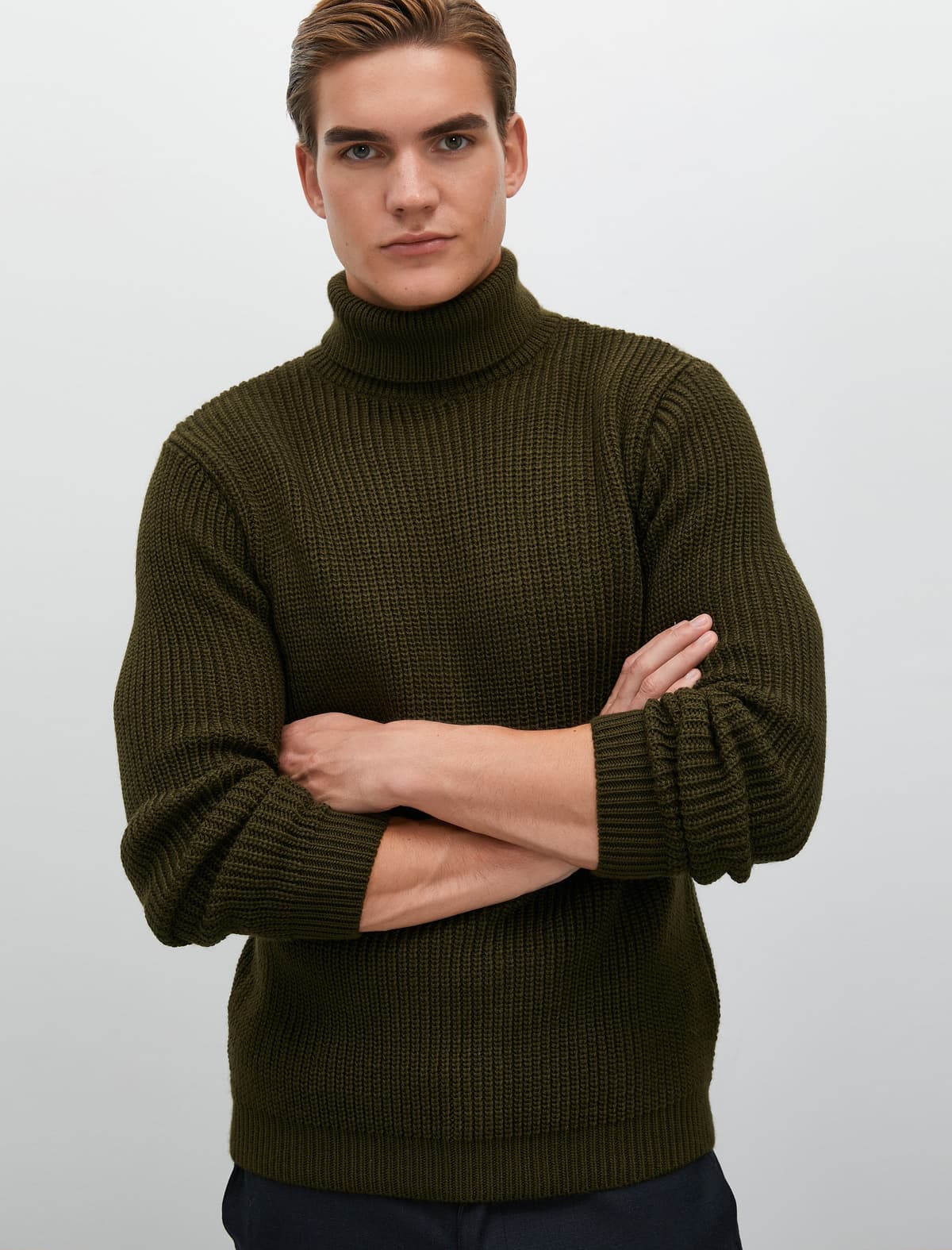 Əsas Turtleneck Trikotaj Trikotaj Uzunqol Teksturalı