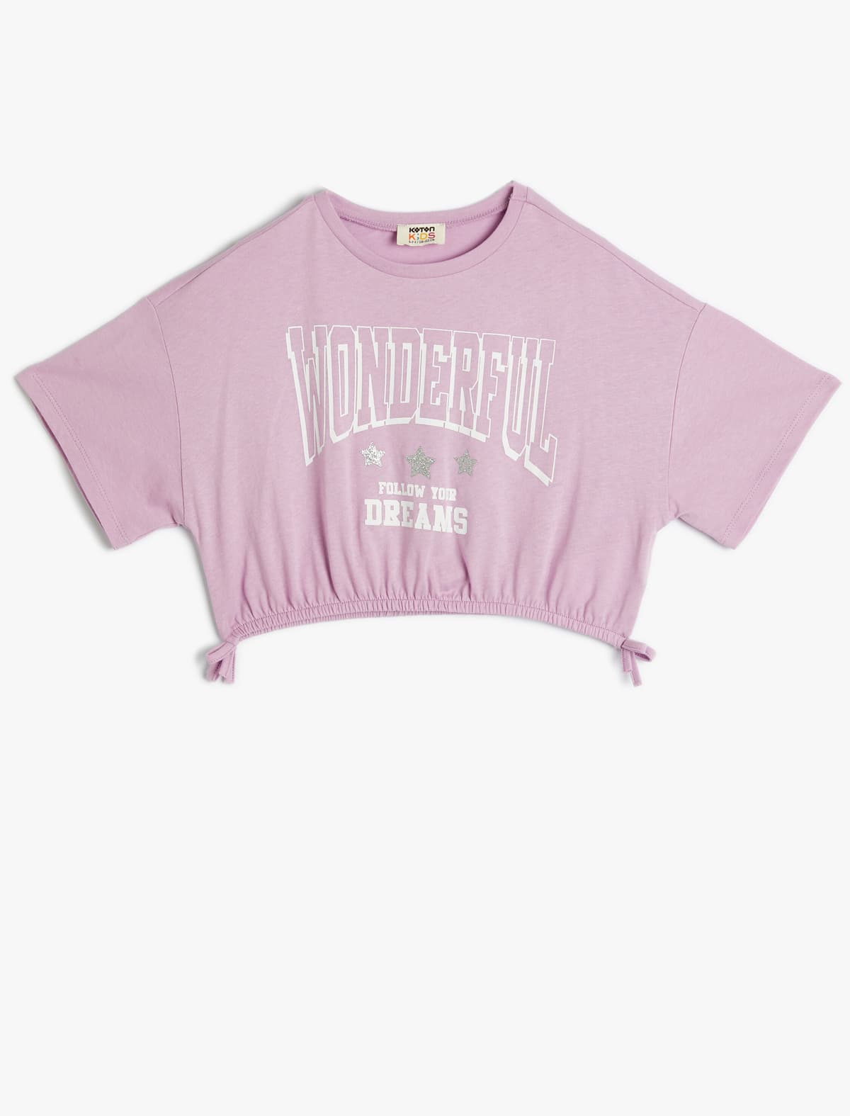 Crop T-Shirt Qısaqol Crew Boyun Kollec Çap Pambıq