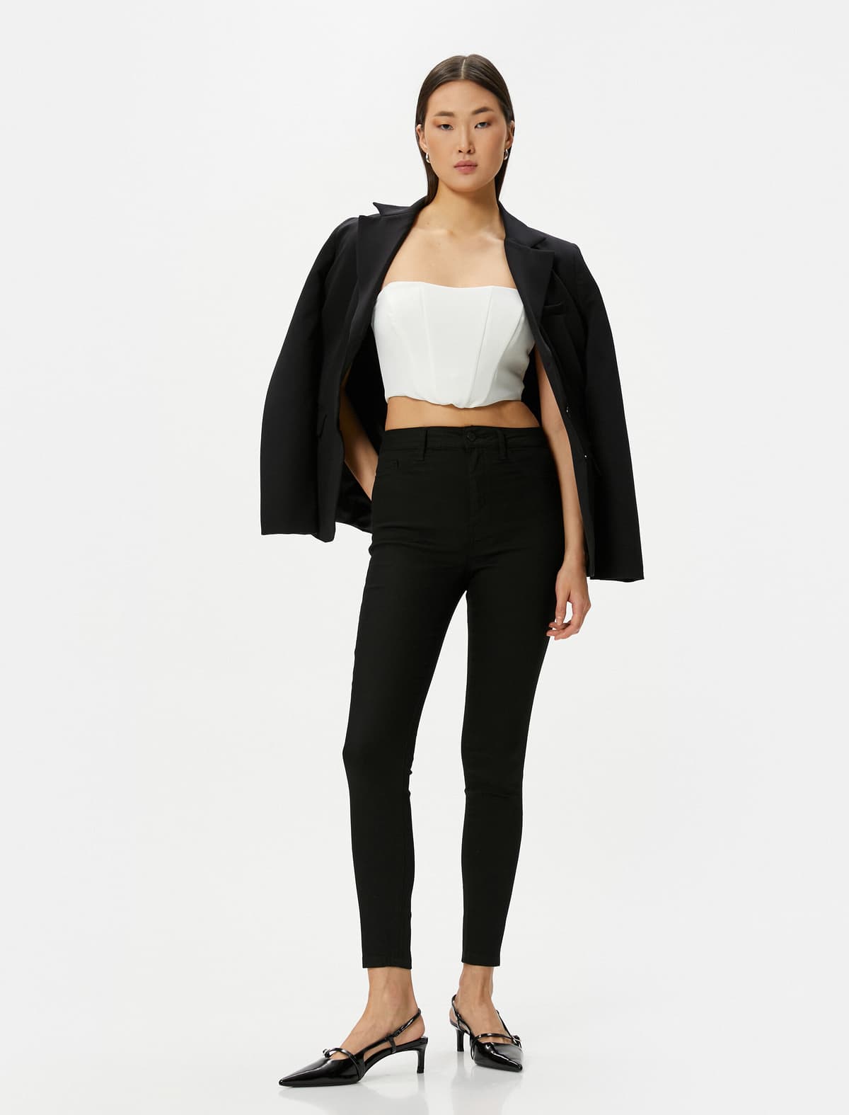 Skinny Fit Jeans Daralan Yüksək Bel Dar Ayaqlı Slim Fit Cib - Carmen Jean
