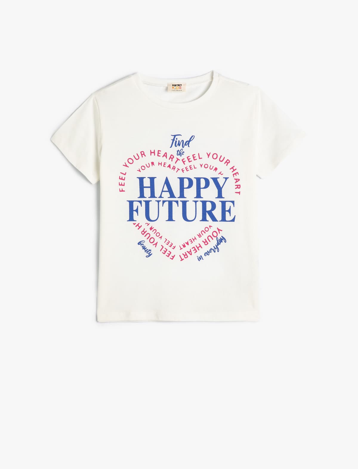 T-Shirt Slogan Çaplı Qısa Qolu Crew Boyun Pambıq