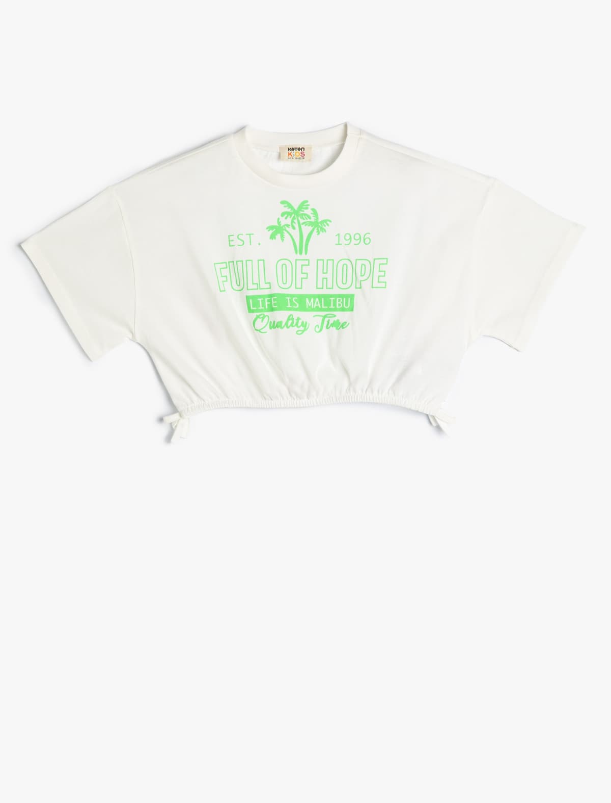 Crop T-shirt Qısaqol Ekipaj Yaka Çaplı Elastik Pambıq