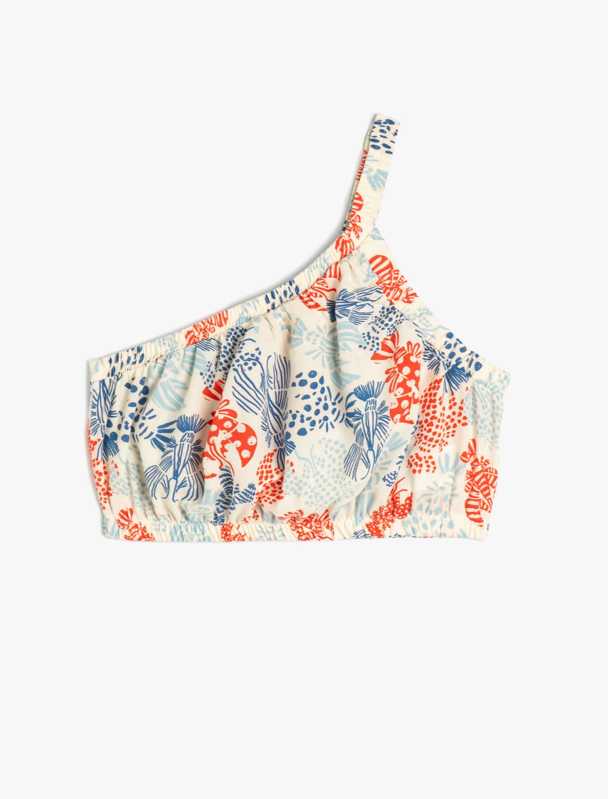 Crop Bluza Bir Çiyin Elastik Bel Viskoz Parça