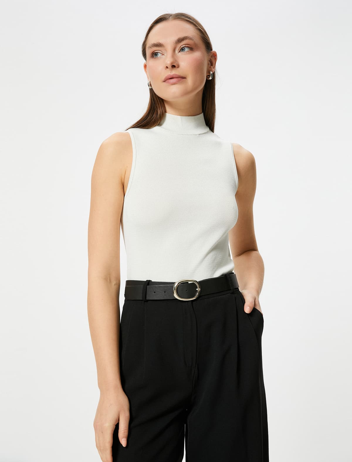 Qolsuz Turtleneck Əsas Trikotaj Üst