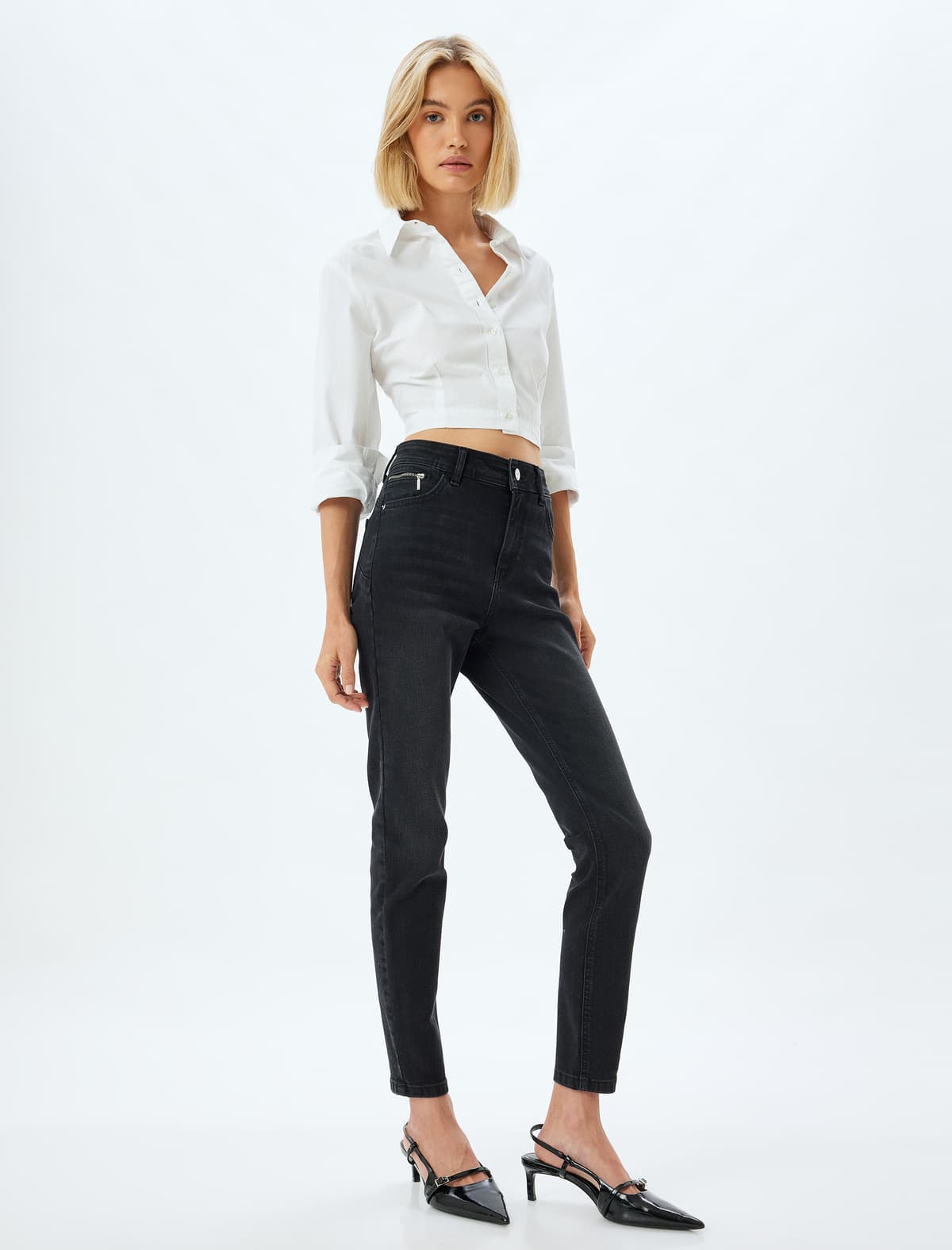 Yüksək Bel Denim Şalvar Dar Ayaqlı Push Up - Skinny Push Up Fit Jean