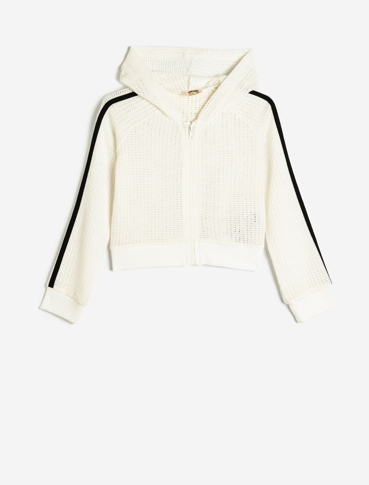 Fermuarlı Sweatshirt Kapşonlu Mesh Ətraflı Boru
