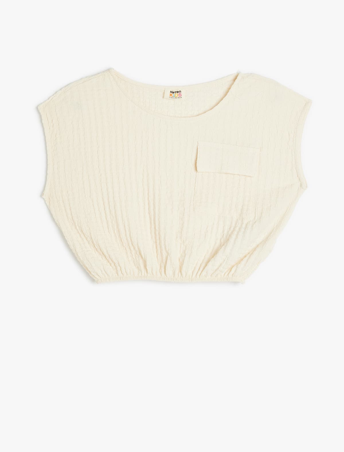 Crop Bluza Qolsuz Teksturalı Elastik Bel