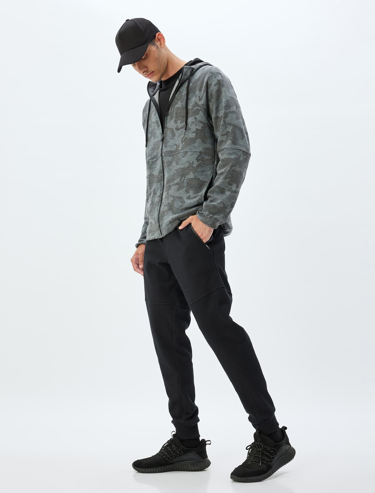 İdman Sweatpants Jogger Bel Bağlı Fermuarlı Cib Detaylı Pambıq Qarışığı