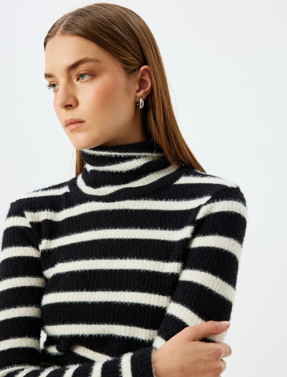 Slim Fit Uzunqol Turtleneck Peluş köynək