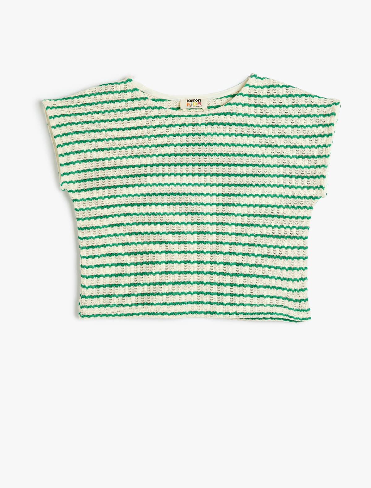 Crop Trikotaj Bluza Qısaqol Ekip Boyun