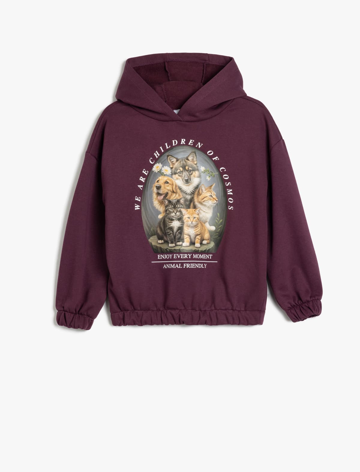 Kapüşonlu Sweatshirt Heyvanlar çap ətraflı uzunqol lent