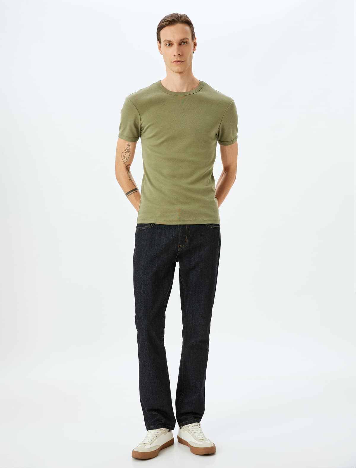 Qısaqol Bisiklet Yaxa Pambıqlı Slim Fit Tişört