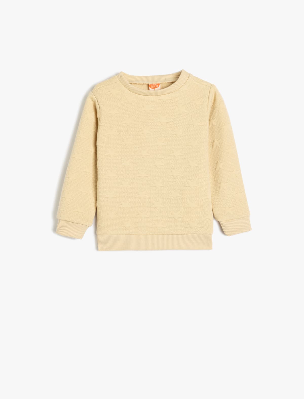 Sweatshirt Ulduz Detallı Teksturalı Yaka Uzunqol