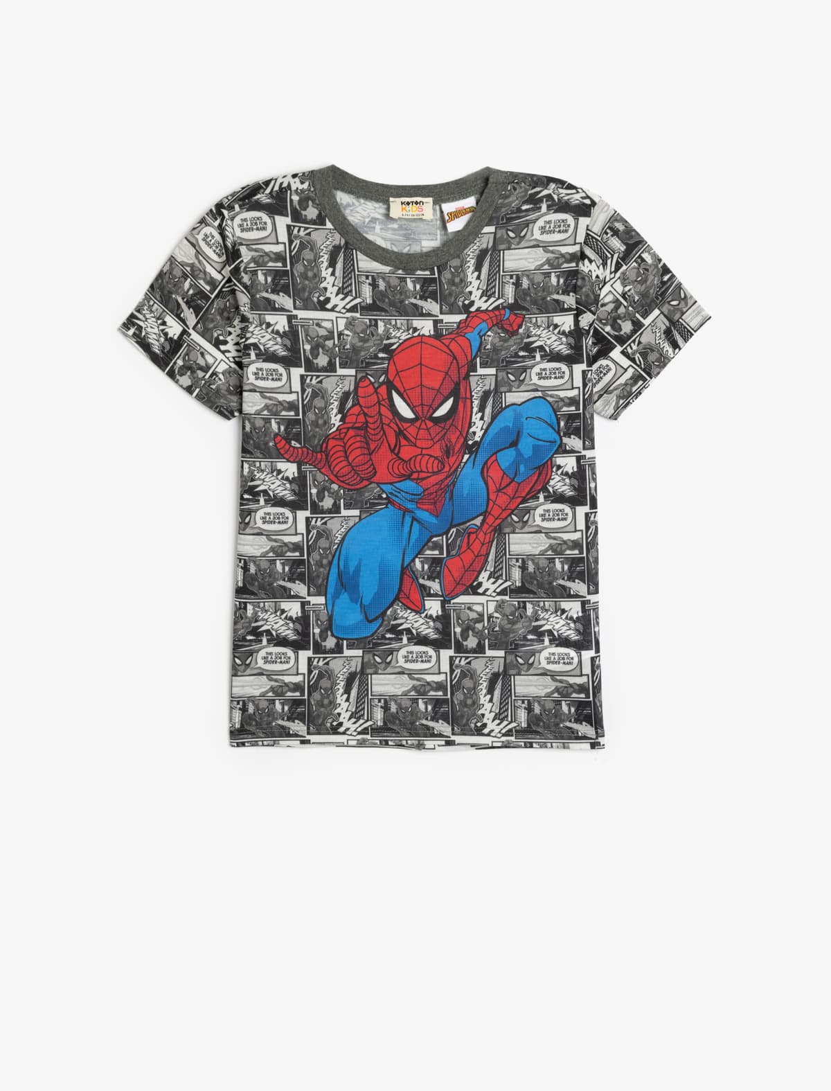 T-Shirt Hörümçək Adam Çap Lisenziyalı Qısaqol Ekipaj Boyun