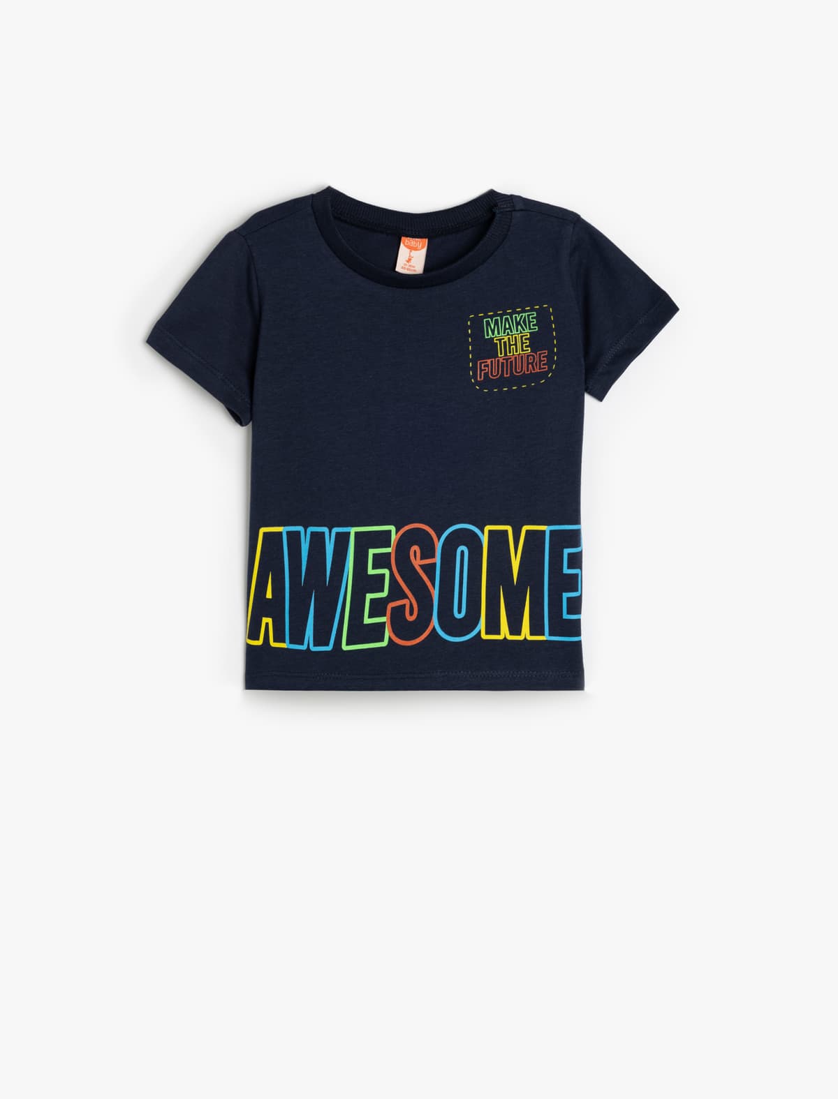 Çaplı T-Shirt Qısaqol Ekipaj Yaka