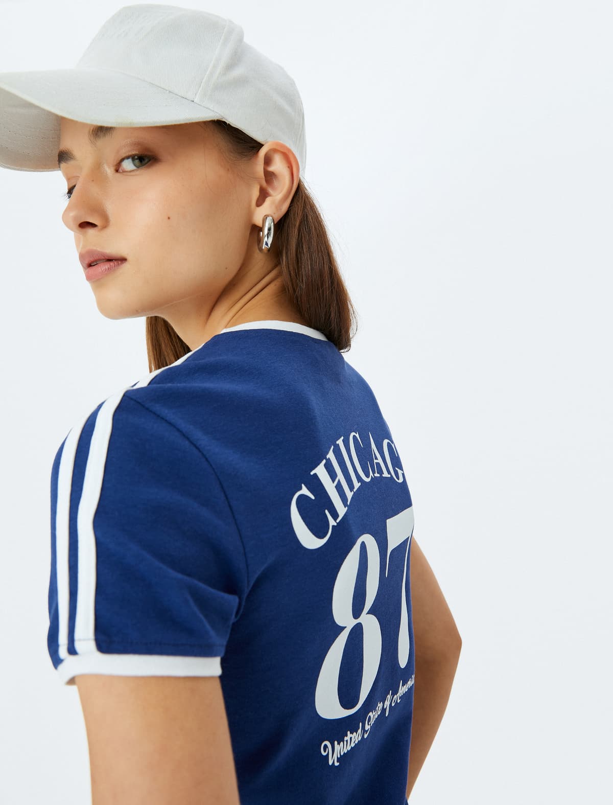 Ekipaj Yaka Arxa Çaplı Qısaqol T-shirt