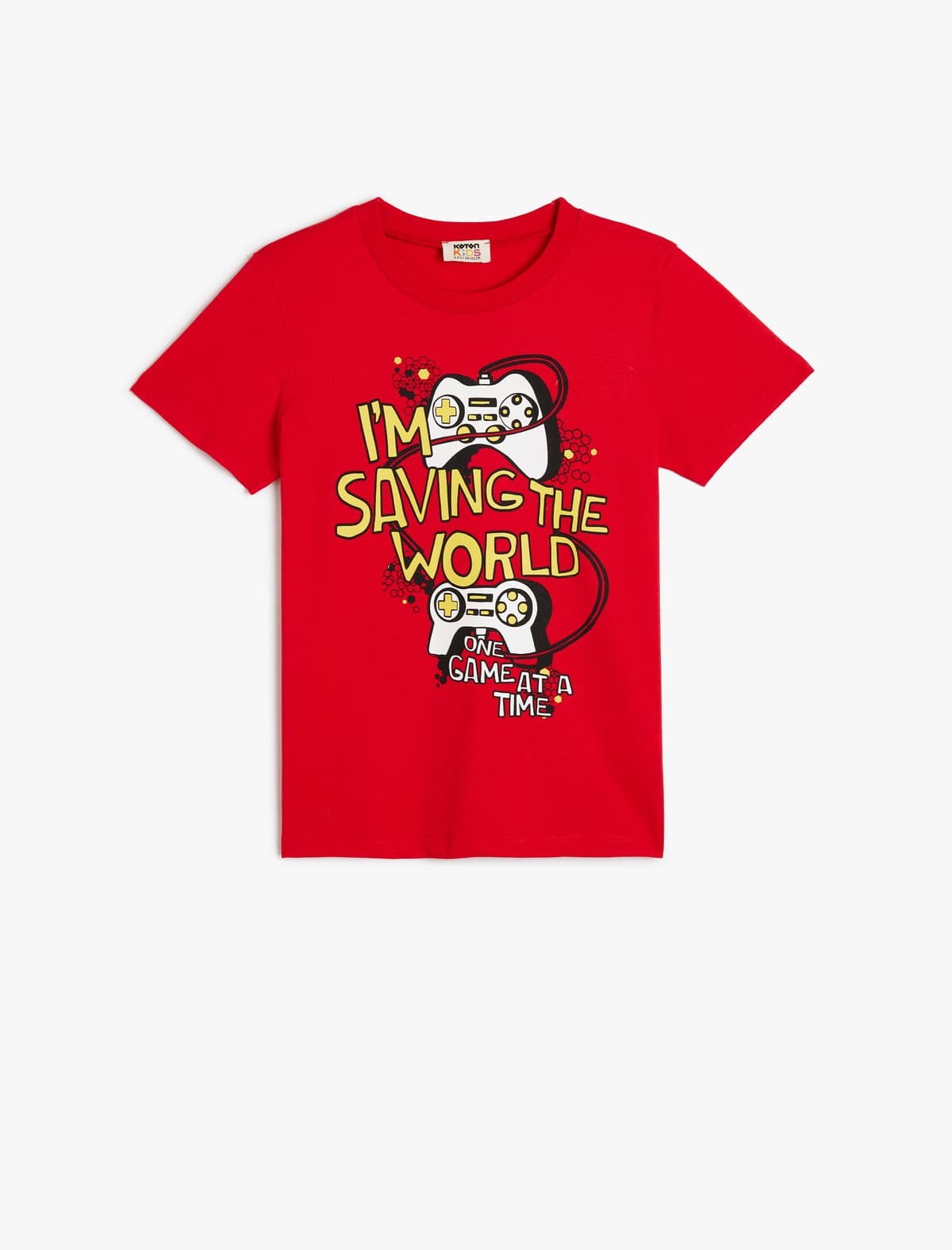 T-Shirt Oyunu Çaplı Qısa Sleeve Crew Boyun Pambıq