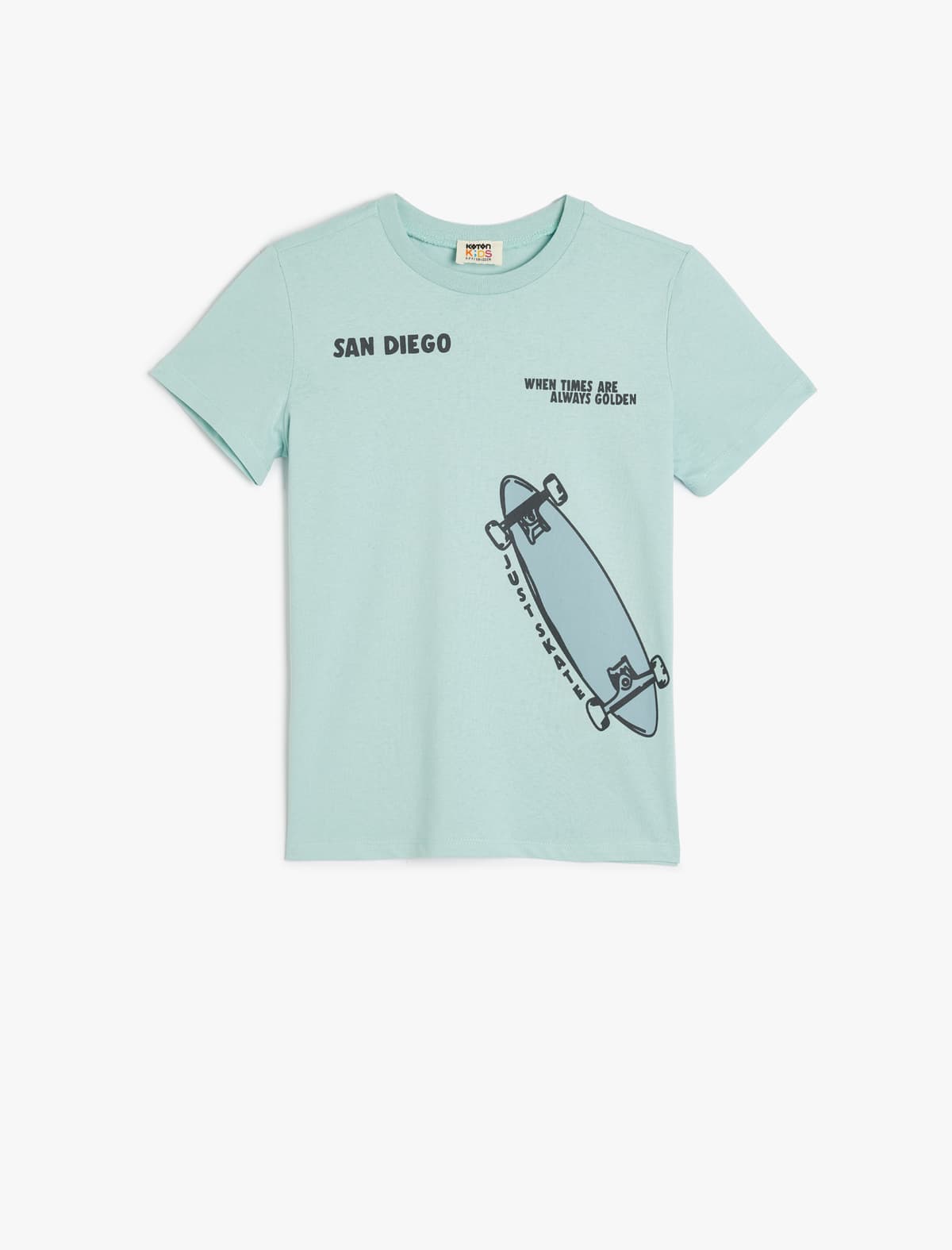 Skeytbord Çaplı T-shirt Qısaqol Ekipaj Yaka Pambıq