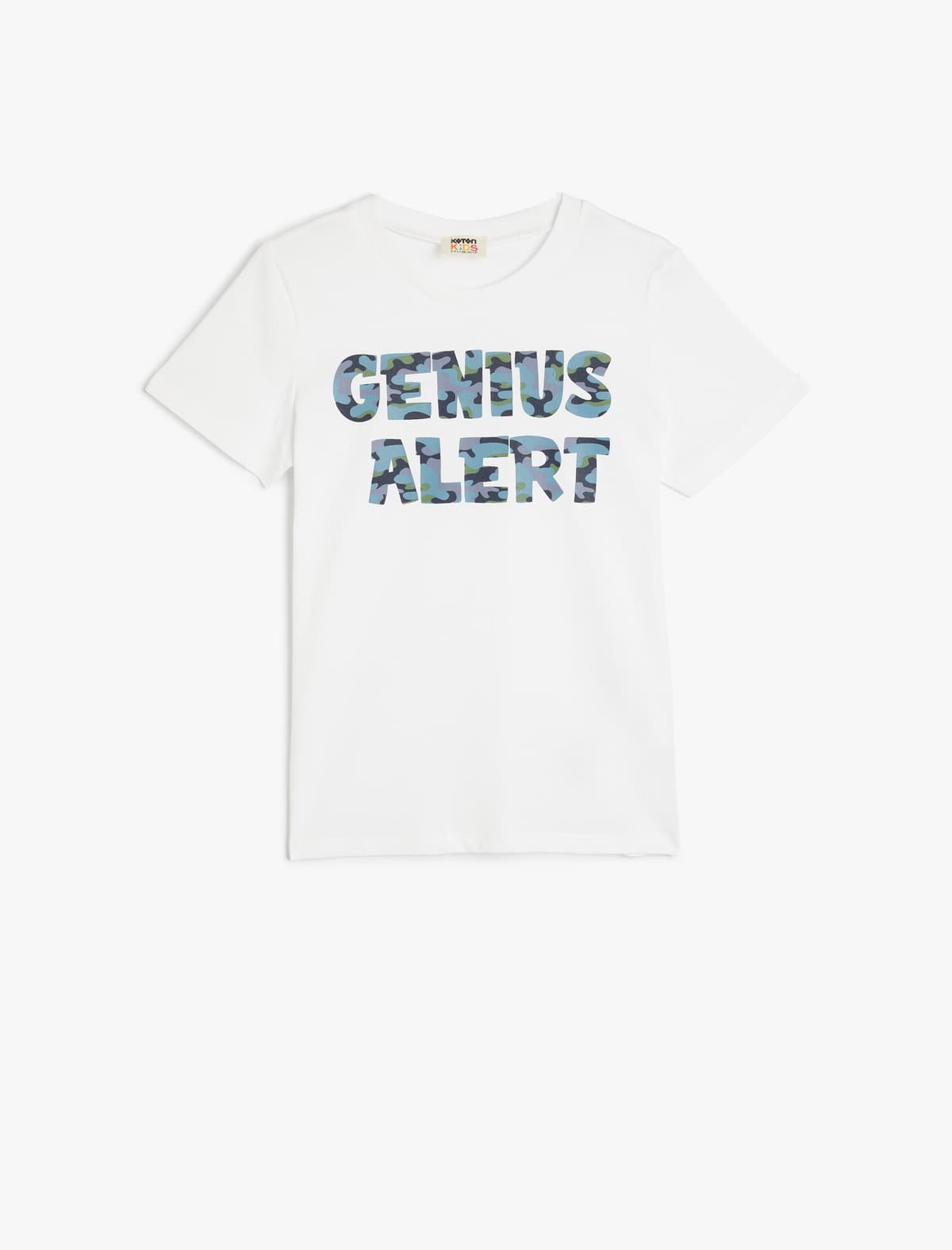 T-Shirt Slogan Çaplı Qısa Qolu Crew Boyun Pambıq