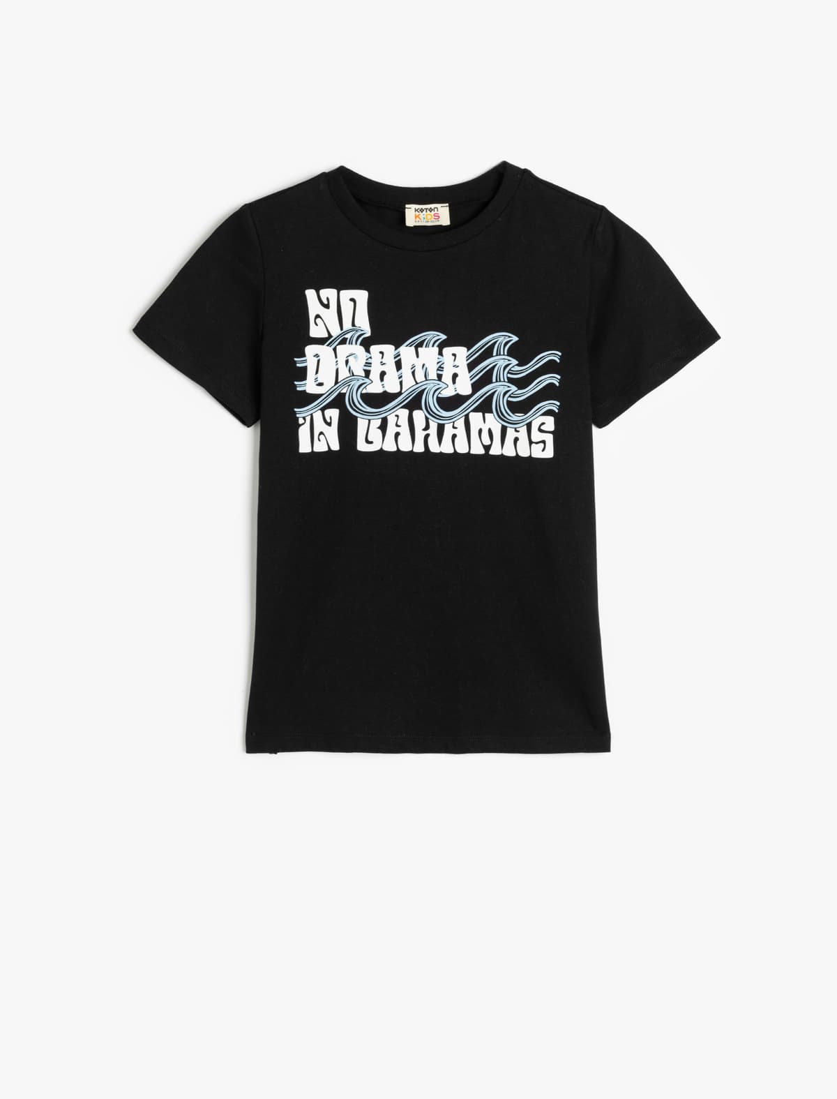 T-Shirt Slogan Çaplı Qısa Qolu Crew Boyun Pambıq