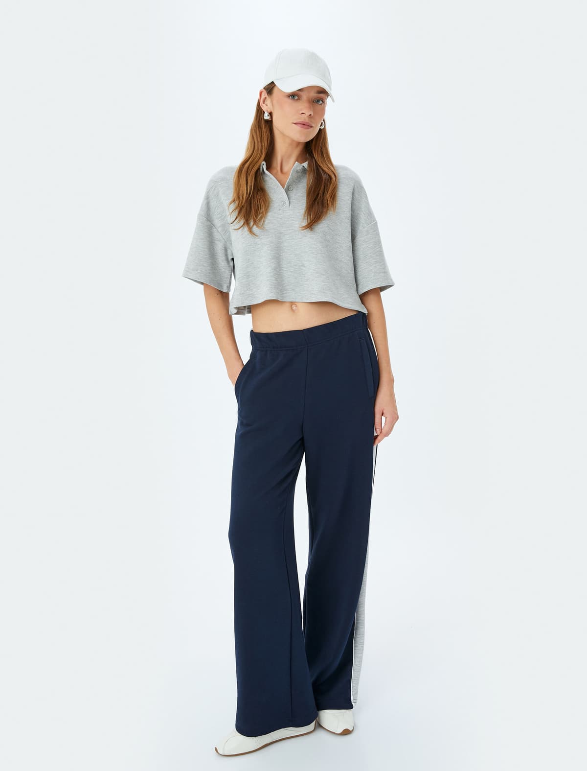 Modal Comfortable Fit Qısaqol Polo Yakalı Crop T-shirt