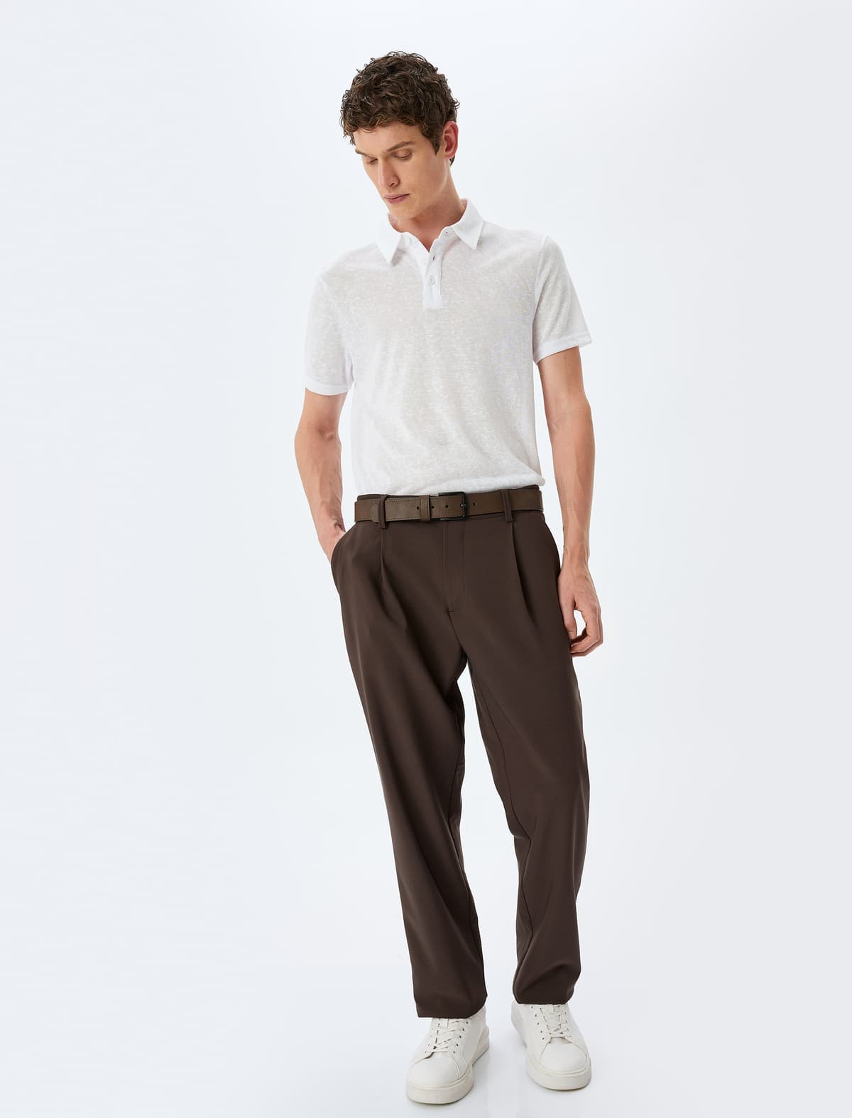 Qısaqol Yarı Şəffaf Normal Fit Polo Yakalı köynək