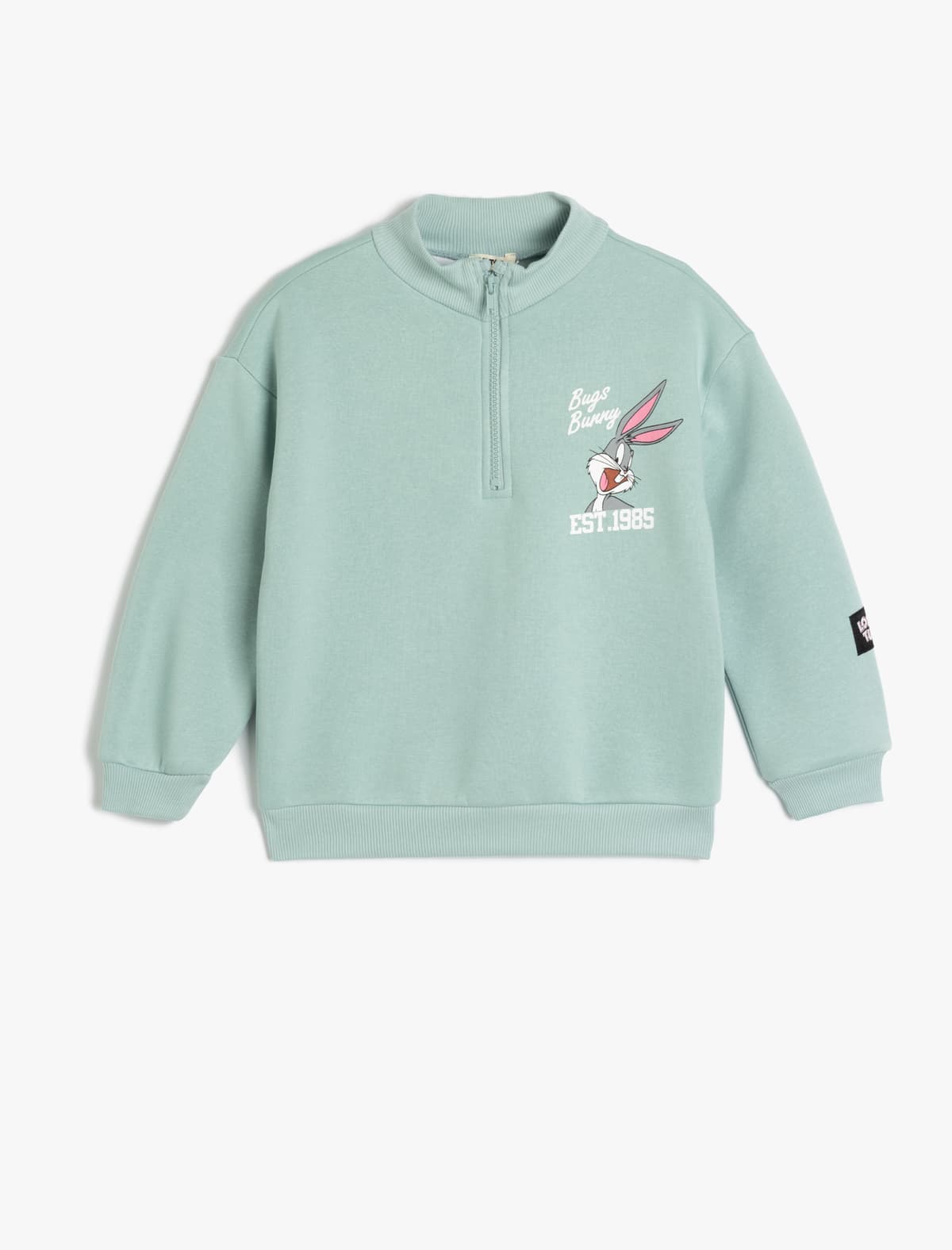 Dik Yaxa Uzunqol Qaldırılmış Bugs Bunny Lisenziyalı Pambıq Sveatshirt