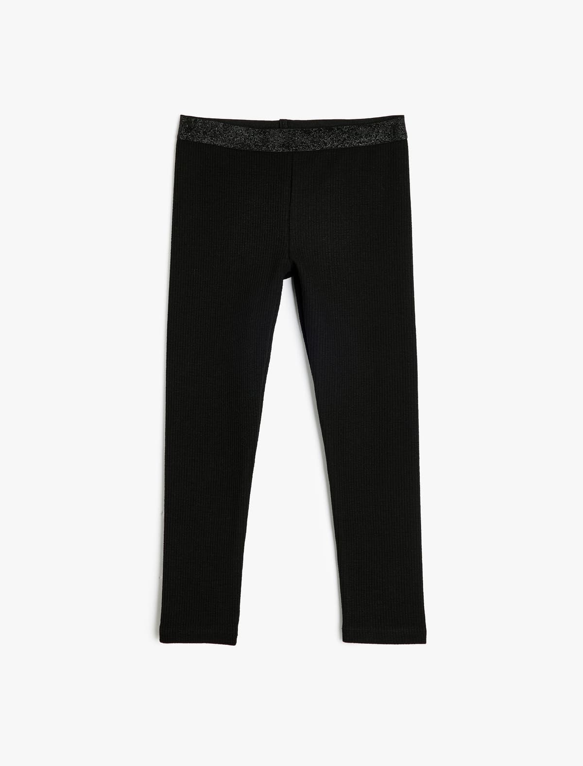 Elastik Bel və Parıltı Detallı Leggings