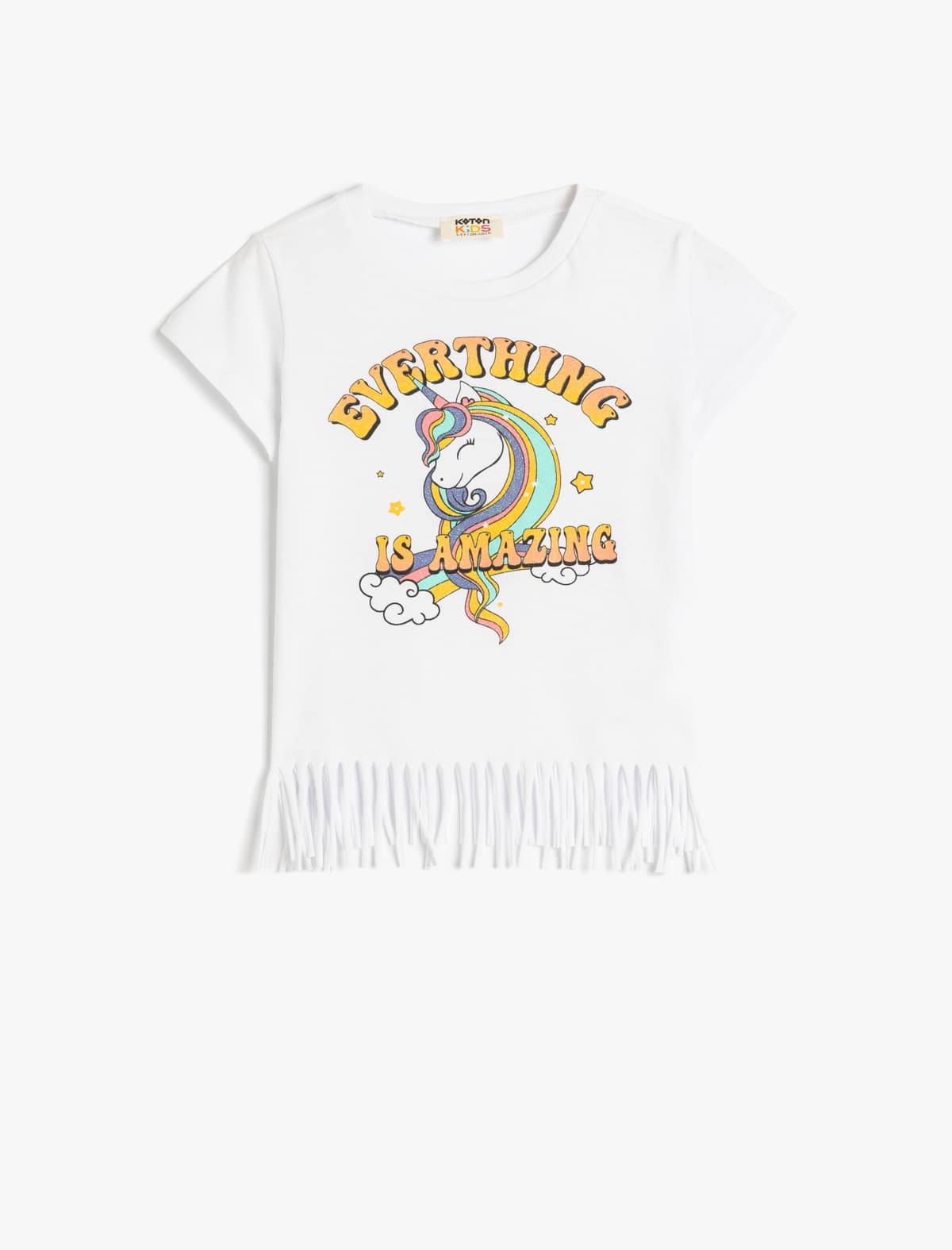 Unicorn Çaplı Qotazlı Qısaqol Pambıq T-Shirt