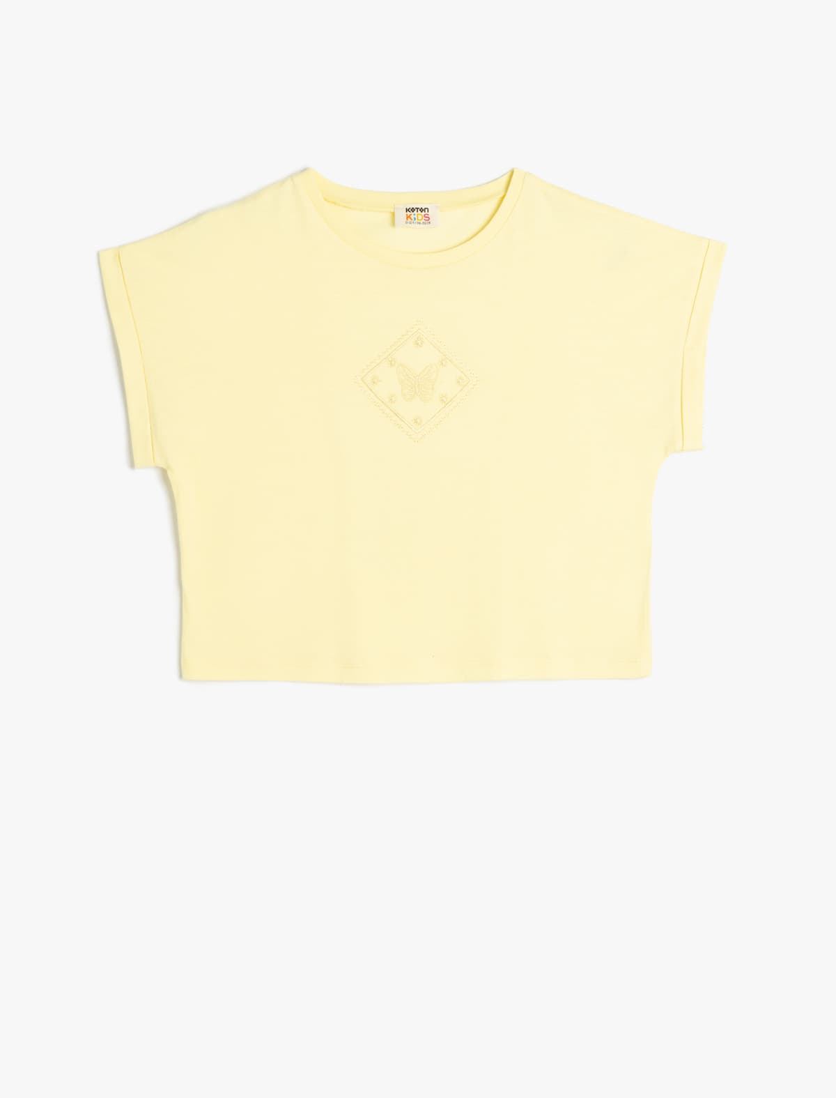 T-shirt Qısaqol Ekipaj Yaka Kəpənək Naxışlı Pambıq