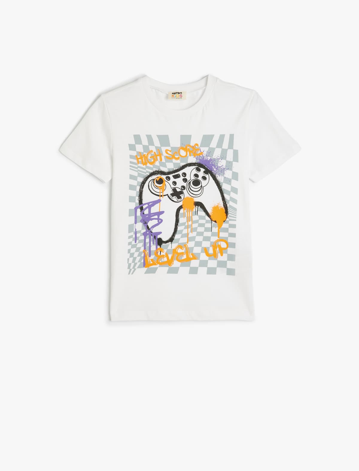 T-Shirt Oyunu Temalı Çap Detallı Qısa Qolu Ekipaj Boyunlu Pambıq