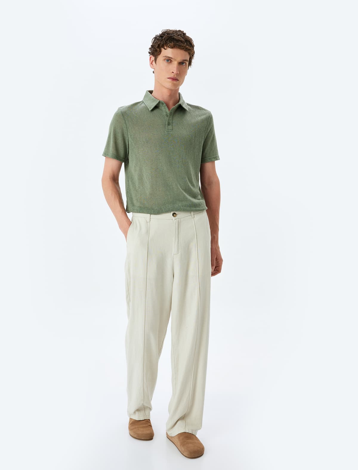 Qısaqol Yarı Şəffaf Normal Fit Polo Yakalı köynək