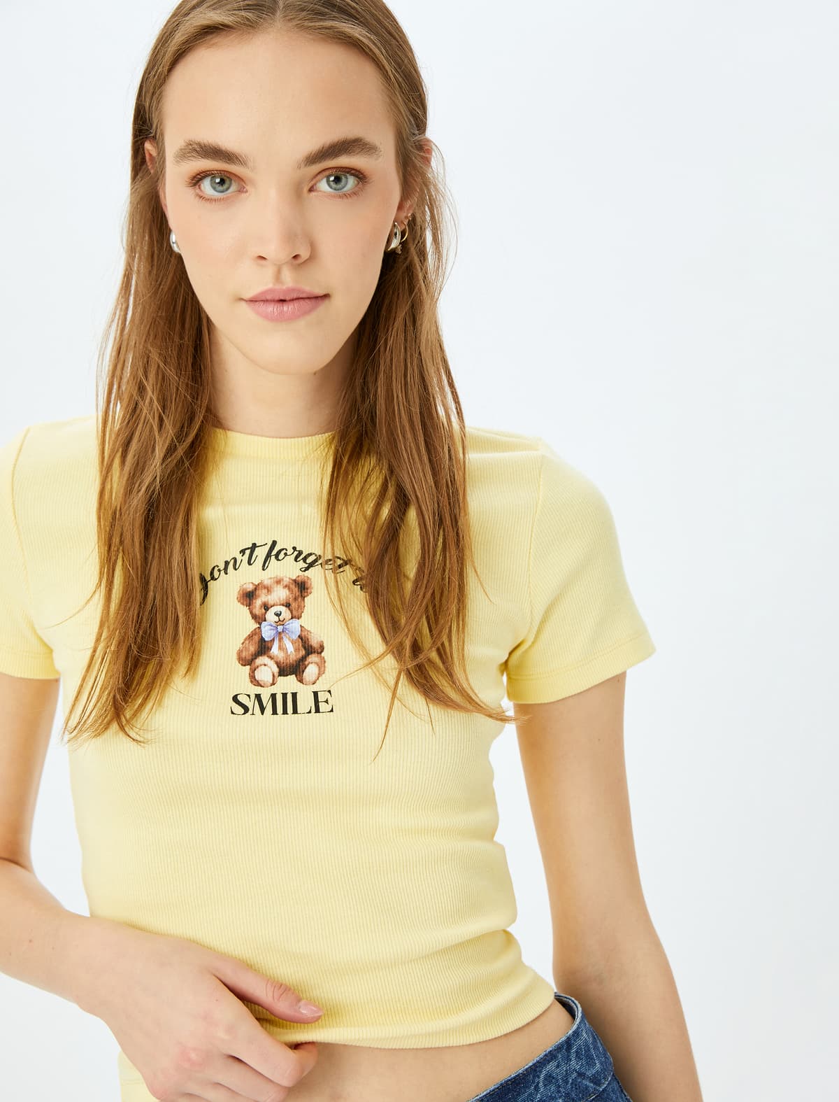 Ayı Çaplı Qısaqol Ekipaj Yaka Slim Fit T-shirt