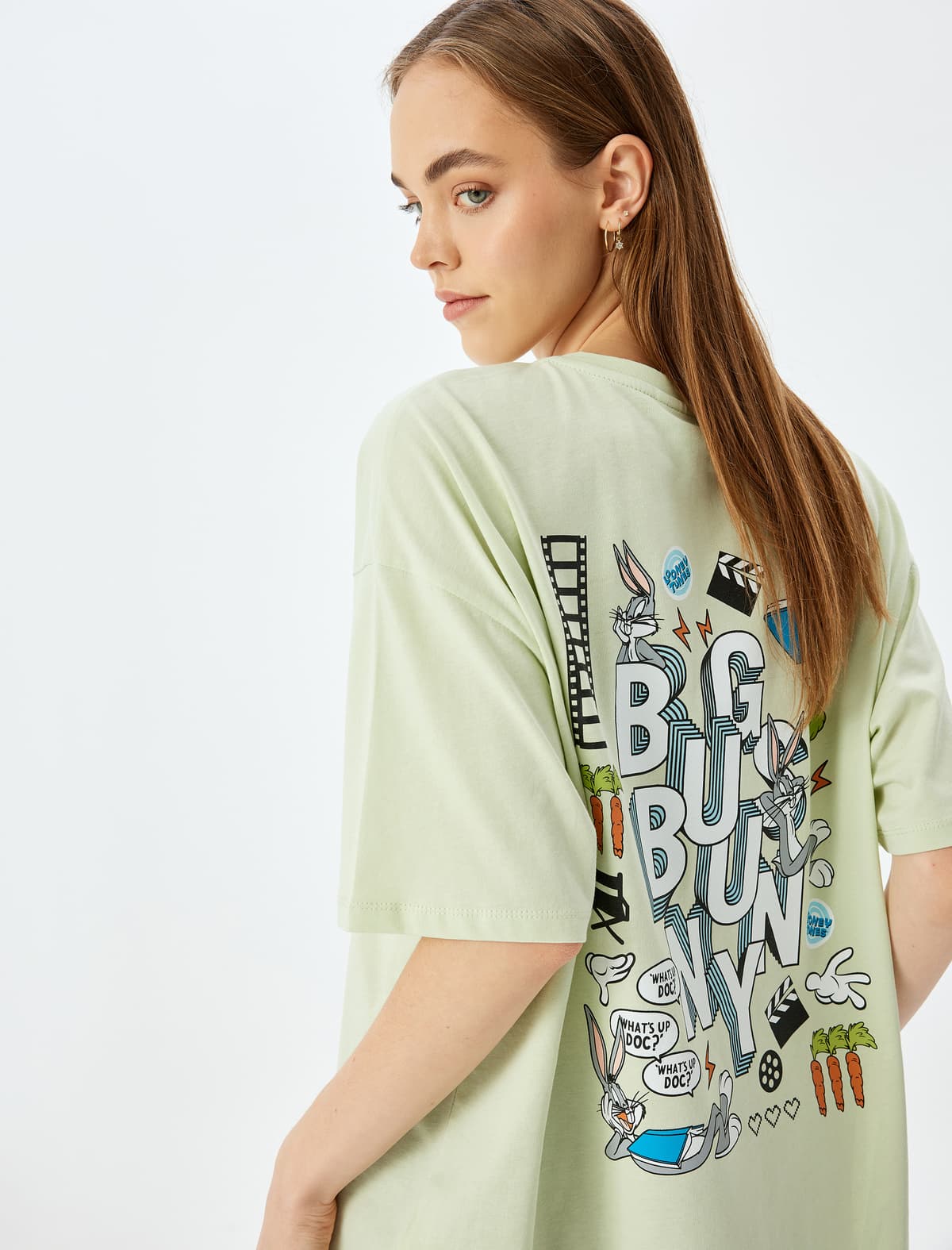 Bugs Bunny Lisenziyalı Geri Çaplı Pambıq T-Shirt