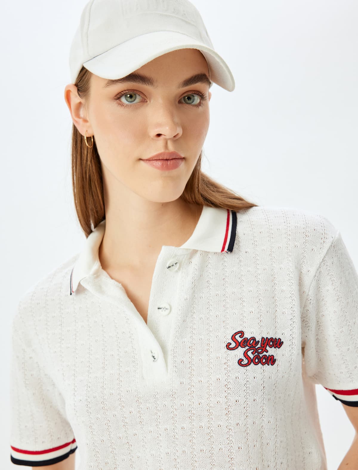 Polo Yaka Qısaqol Naxışlı Boru T-shirt