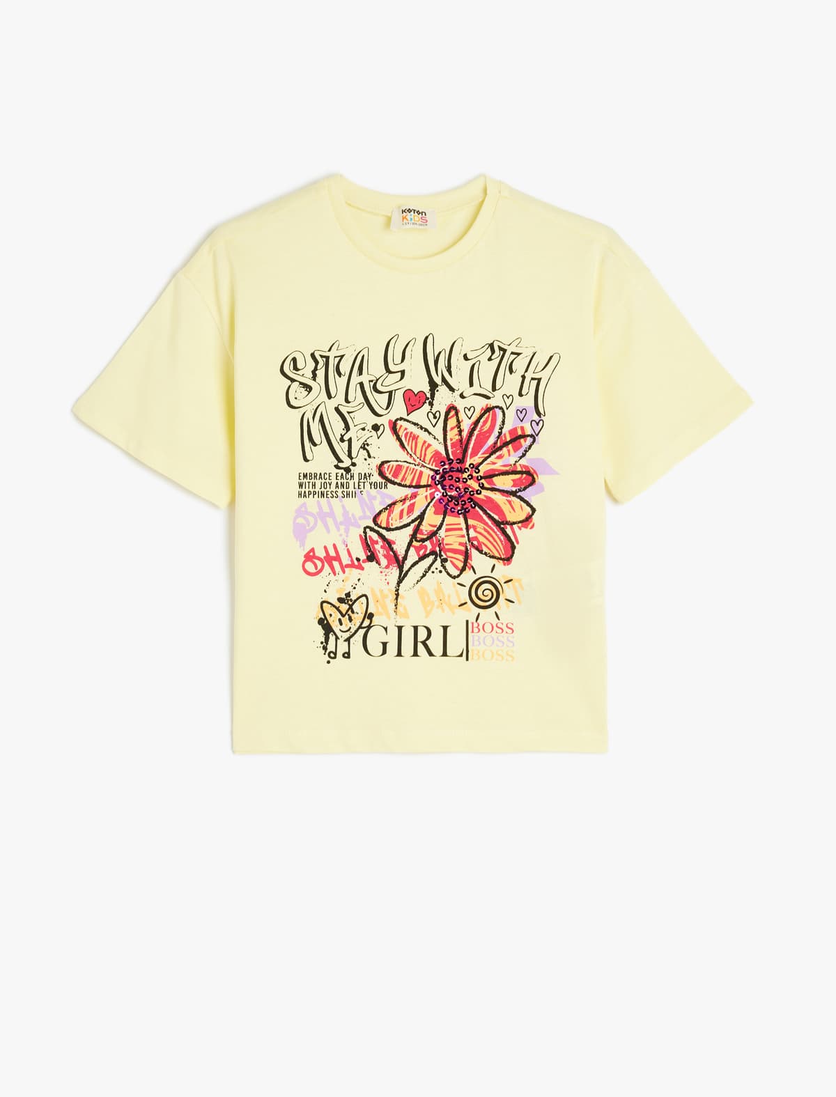 Qraffiti Çaplı Qısaqol Yakalı T-shirt