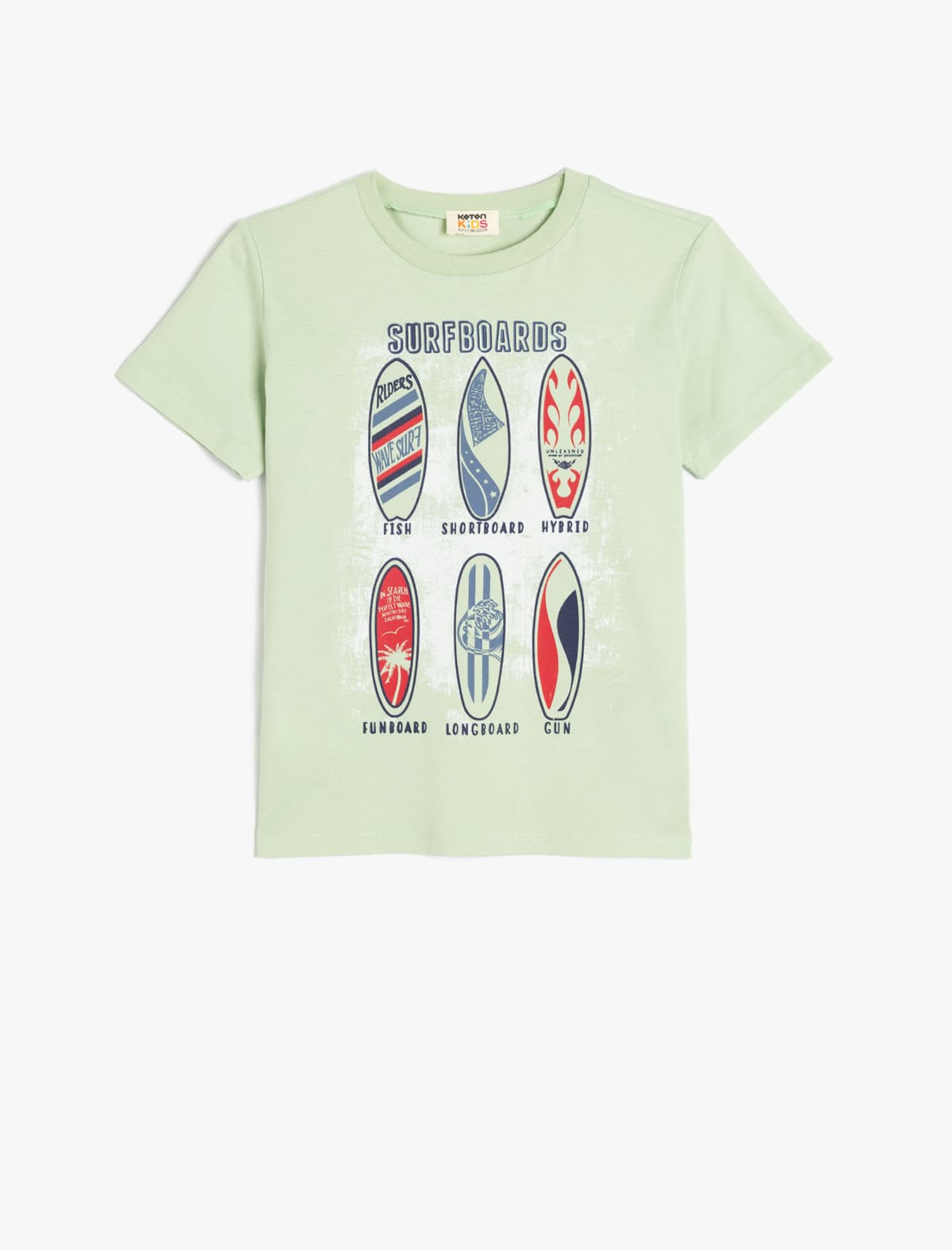 Crew Boyun Sörf Çaplı Pambıq T-shirt