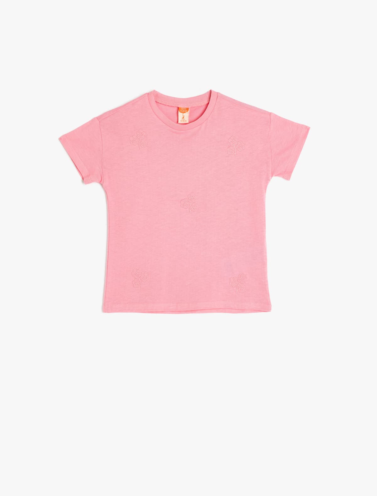 Çiçəkli Naxışlı Qısaqol Pambıq Basic T-shirt