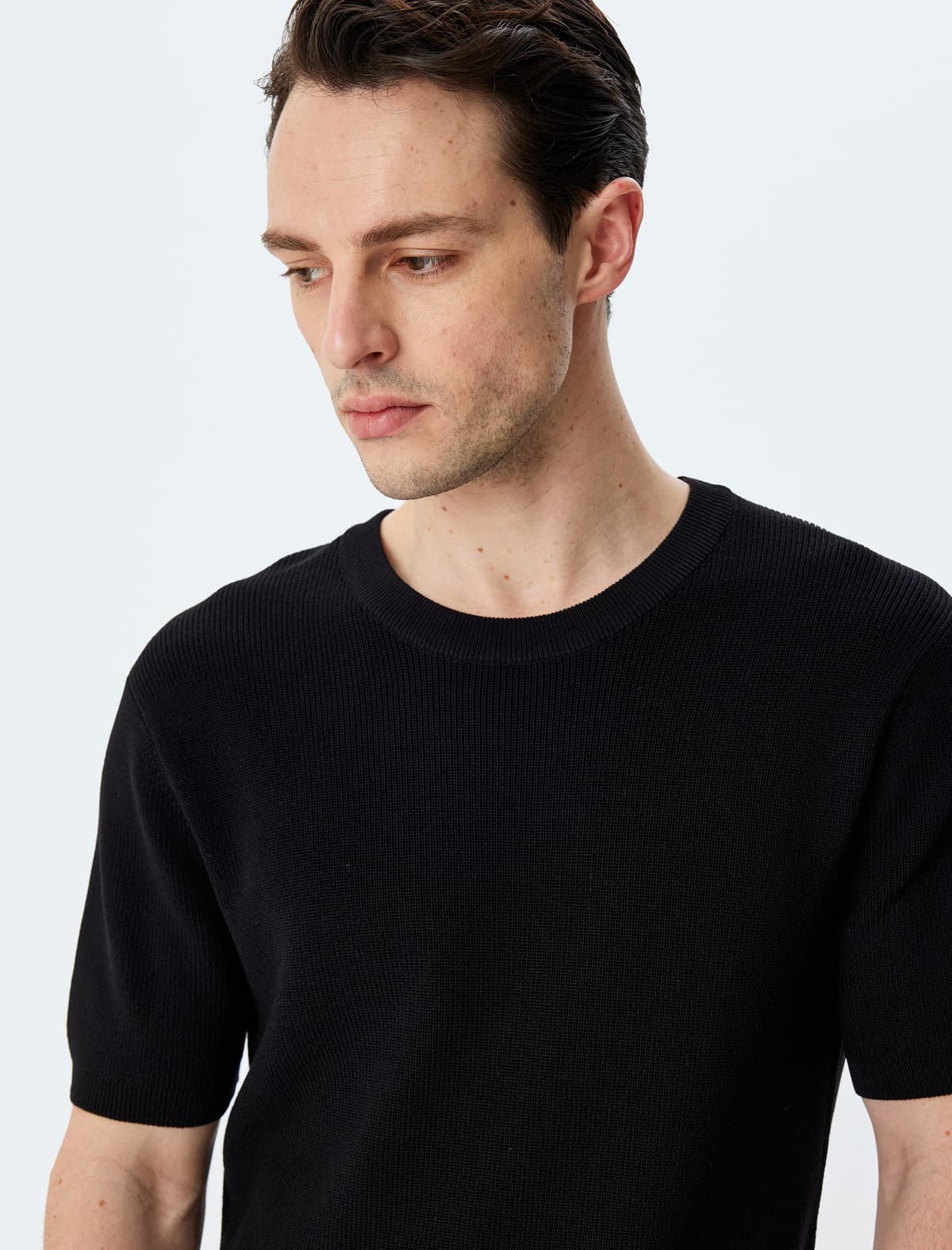 Crew Yaka Normal Fit Viskoz Qarışığı Qısaqol Trikotaj T-shirt