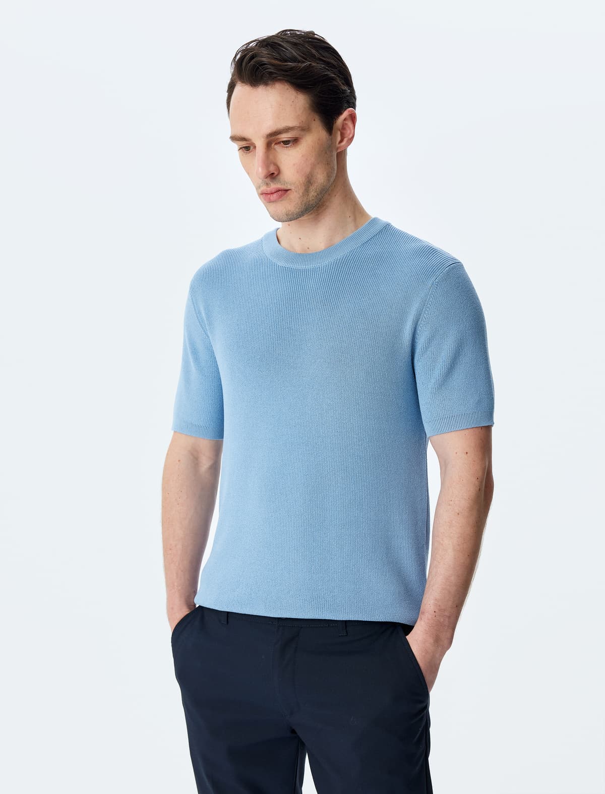 Crew Yaka Normal Fit Viskoz Qarışığı Qısaqol Trikotaj T-shirt