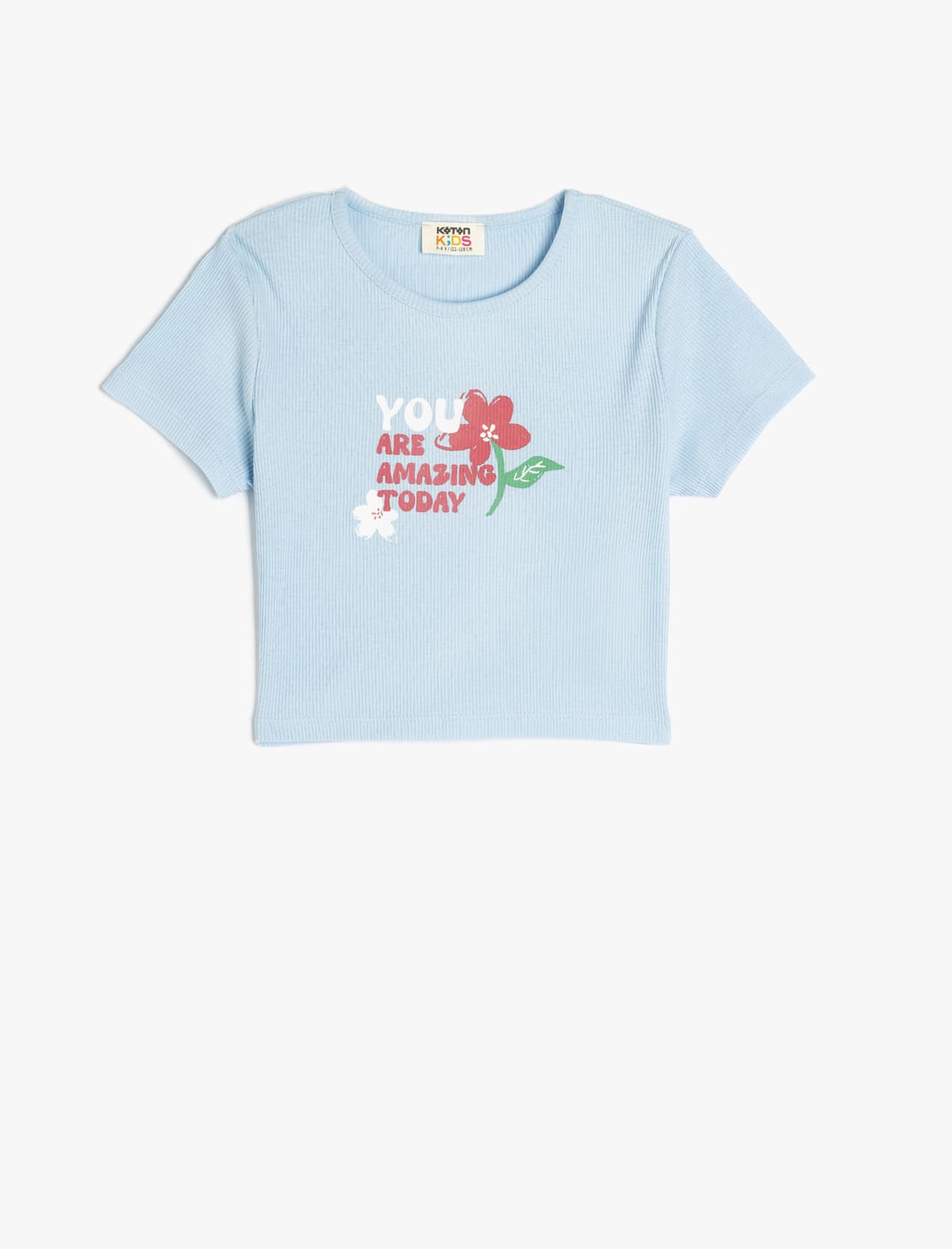 Çiçəkli Çaplı Qısaqol Yakalı Pambıqlı T-shirt