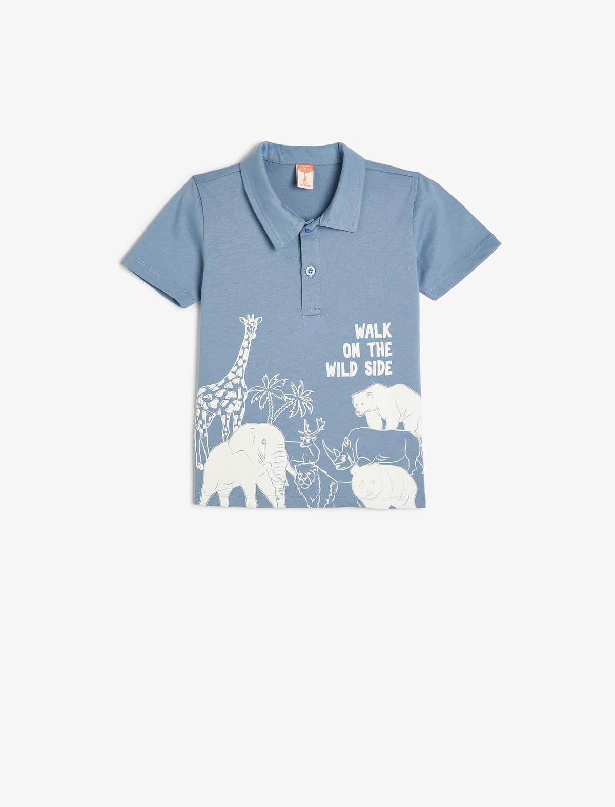 Polo Yaka Qısaqol T-Shirt Heyvanlar Çaplı Pambıq