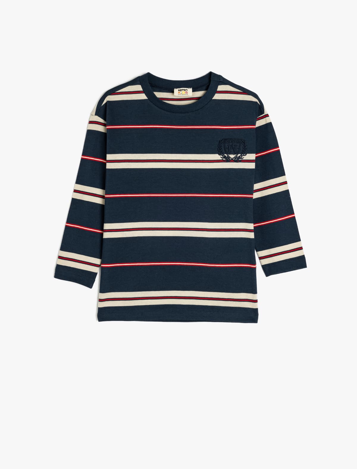 Zolaqlı Uzunqol Pambıq Yakalı Böyük Boy T-shirt