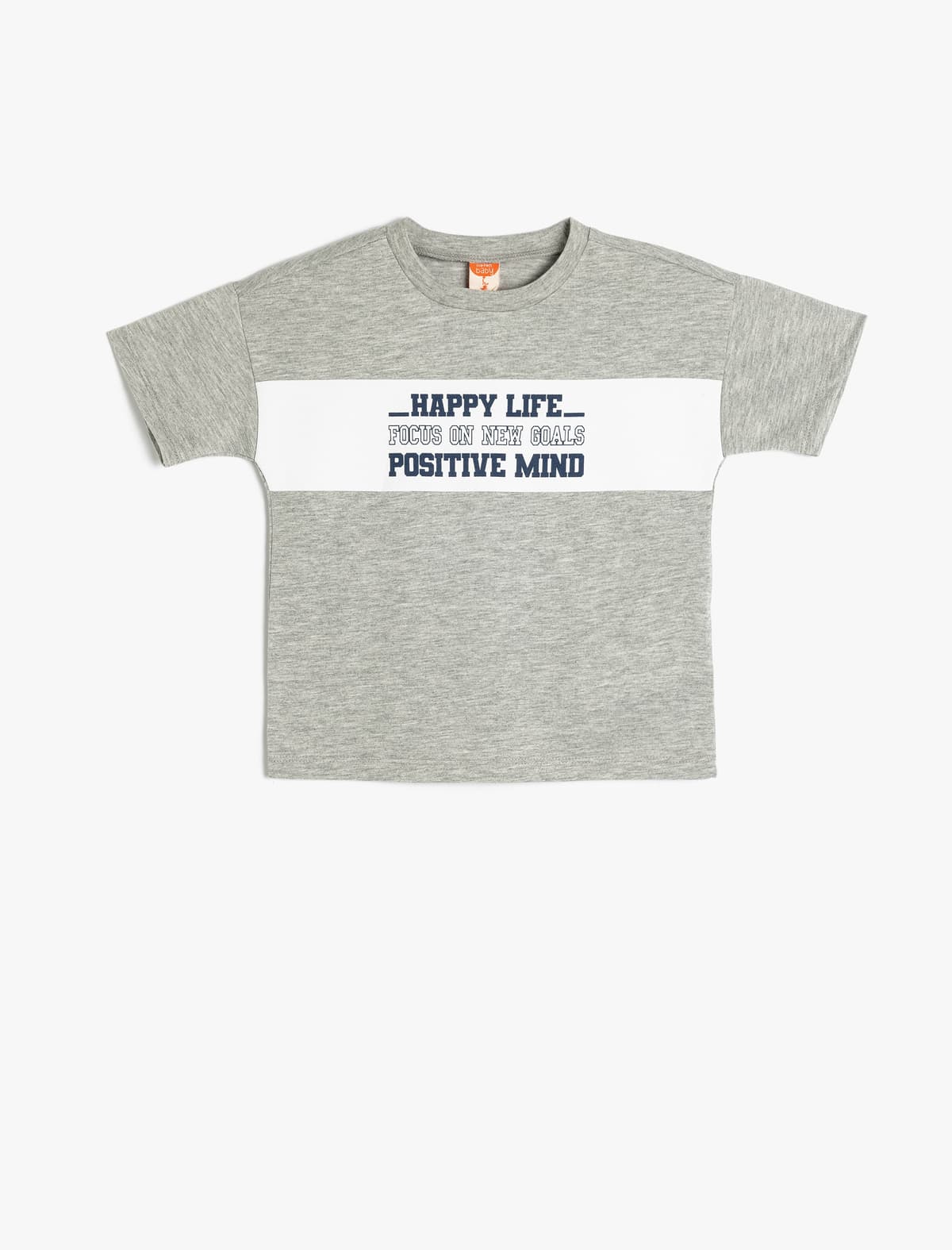 Slogan Çaplı Qısaqol Yakalı T-shirt