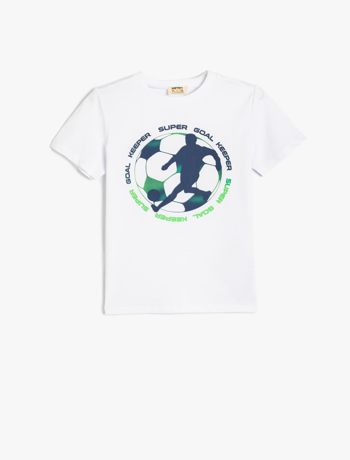 Futbol Temalı Çaplı Ekipaj Yaka Pambıq Qısaqol T-shirt