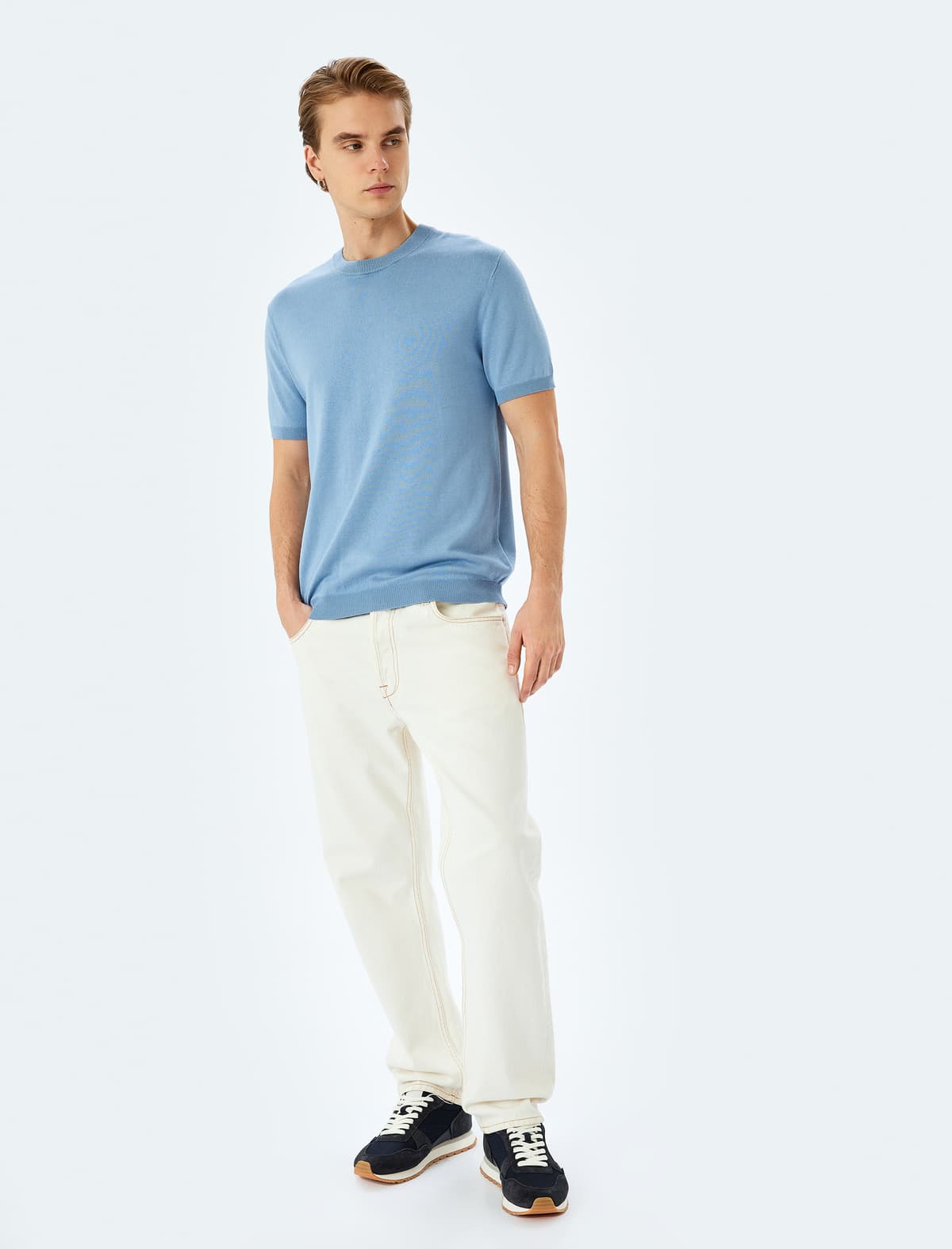 Regular Fit Crew Yaka Viskoz Basic Qısaqol Trikotaj T-shirt