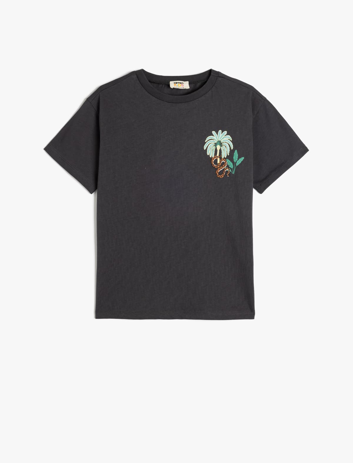Crew Yaka Pambıq Qısaqol Çaplı T-shirt
