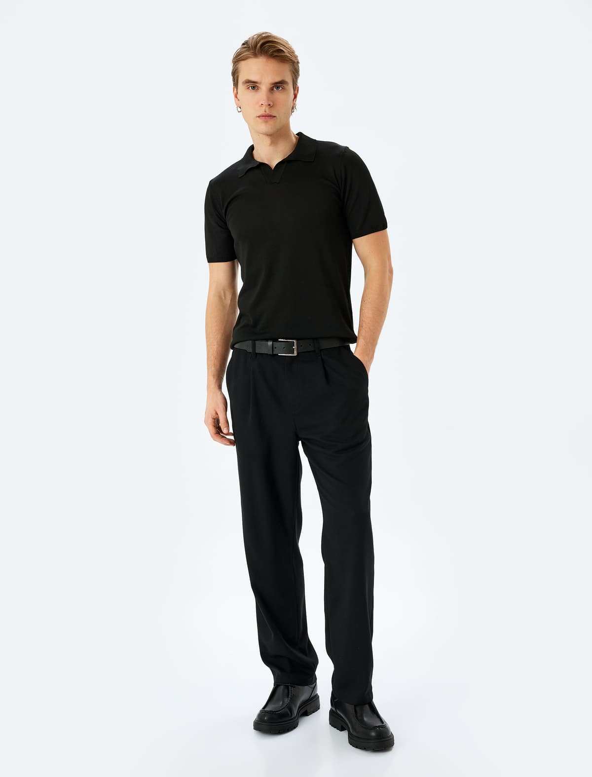 Slim Fit Polo Yaka Qısaqol Trikotaj T-shirt