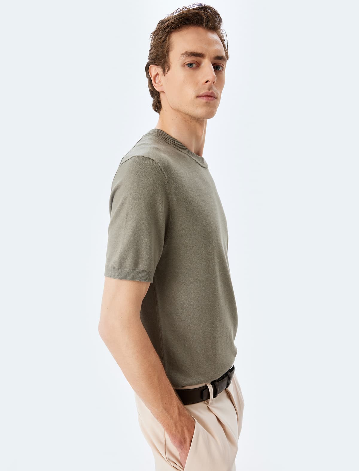 Regular Fit Crew Yaka Viskoz Basic Qısaqol Trikotaj T-shirt