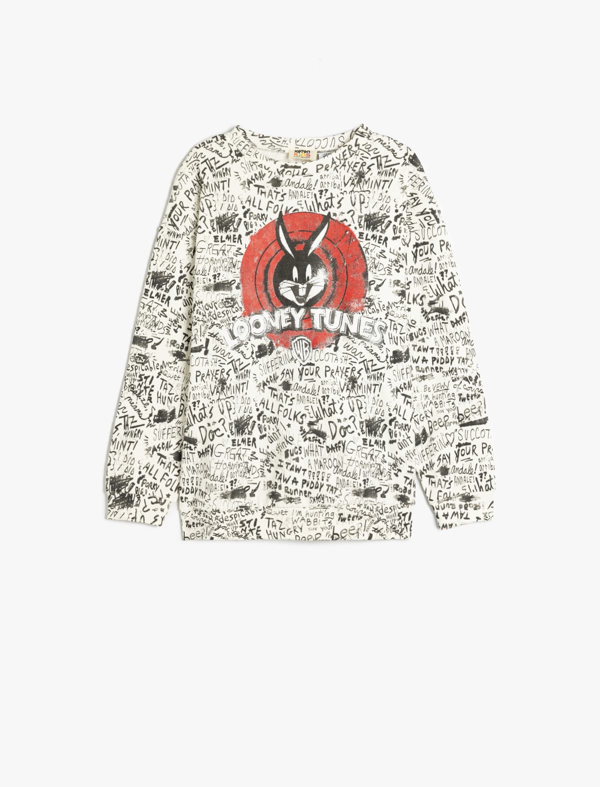 Bugs Bunny Lisenziyalı Pambıq Çaplı Uzunqol Böyük Boy Sweatshirt